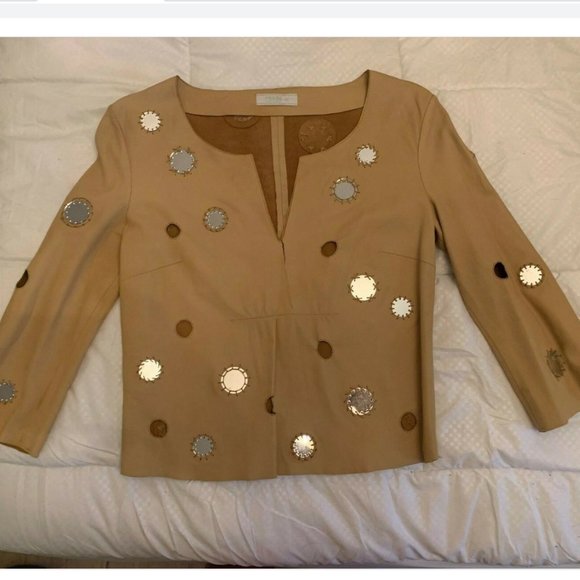 PRADA NAPPA LEATHER CROP TOP BLOUSE EU SIZE 42 *RIPPED* FITS LIKE A US Size 4 - Picture 12 of 13